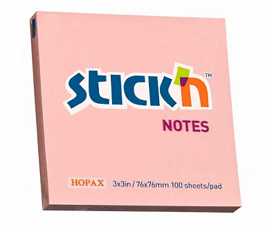 Самоклеящийся бумажный блок HOPAX 21148, 76x76 мм, розовый пастельный