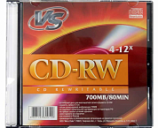Диск CD-RW VS 700Mb (VSCDRWSL501-1), Slim Case