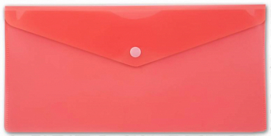 Папка-конверт на кнопке 25x13 БЮРОКРАТ -PK805Ared, 0.18 мм, красная