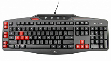 Клавиатура LOGITECH G103, USB, черно-красная