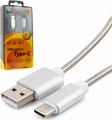 Кабель USB Type-C - USB Am, CABLEXPERT Gold CC-G-USBC02, 1 м, серебристый