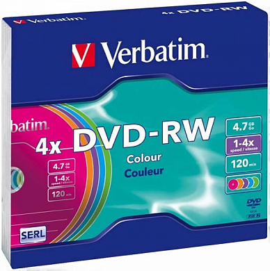 Диск DVD-RW VERBATIM 4.7Gb (43563-1), Slim Case
