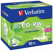 Диск CD-RW VERBATIM 700Mb (43148), Jewel Case, 10 шт