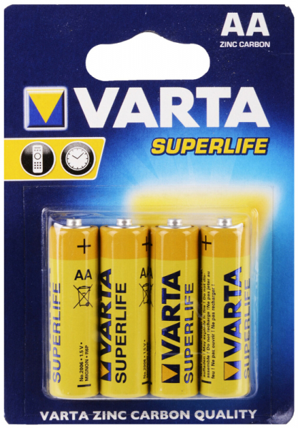 Купить Батарейка AAA VARTA Superlife, 1.5V (4 шт), солевая, AAA (LR03 ...