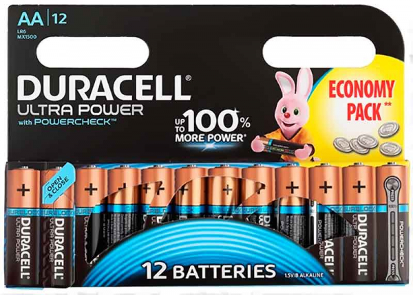 Купить Батарейка AA DURACELL Ultra Power, 1.5V (12 шт), алкалиновая, AA .
