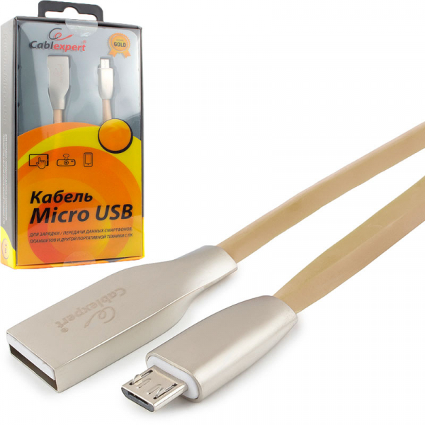 Купить Кабель Micro USB Bm - USB Am, CABLEXPERT Gold CC-G-mUSB01, 1 м ...