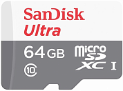 Карта памяти microSDXC SANDISK Ultra 64Gb, Class10 UHS-I (SDSQUNR-064G-GN3MN)