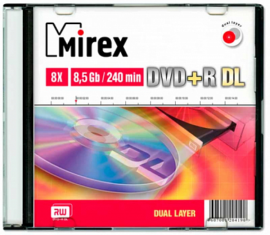 Диск DVD+R MIREX 8.5Gb (UL130062A8S), Slim Case