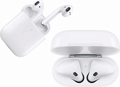 Гарнитура Bluetooth APPLE AirPods, футляр с беспроводной зарядкой, беспроводная, вкладыши, белая