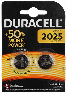 Батарейка CR2025 DURACELL, 3V (2 шт)