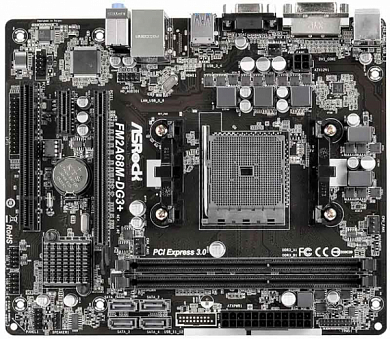 Материнская плата ASROCK FM2A68M-DG3+ AMD A68H, FM2+, DDR3, RAID, VGA, DVI, 8*USB2.0, 2*USB3.0, PS/2, GLAN, COM, LPT, mATX