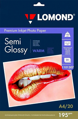 Фотобумага LOMOND Premium Inkjet Photo Paper полуглянцевая A4, 195 г/м2, 20 л.