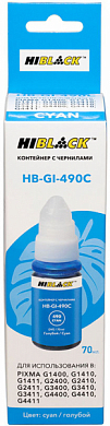 Чернила HI-BLACK HB-GI-490C для Canon, водные, 70 мл, голубой