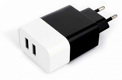 Сетевое зарядное устройство CABLEXPERT MP3A-PC-27, USB A x 2, черно-белое