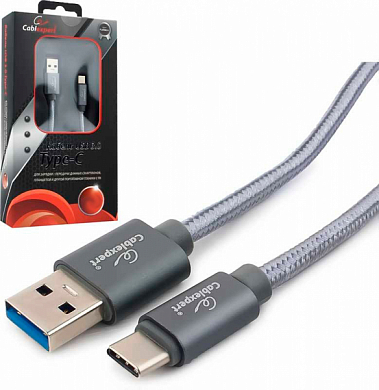 Кабель USB Type-C - USB Am, CABLEXPERT Platinum CC-P-USBC03, 1.8 м, титан