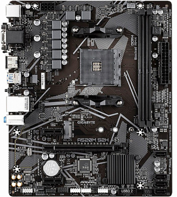 Материнская плата GIGABYTE A520M S2HP AMD A520, AM4, DDR4, RAID, VGA, DVI, HDMI, 4*USB2.0, 4*USB3.2, PS/2, GLAN, mATX