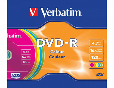 Диск DVD-R VERBATIM 4.7Gb (43557-1), Slim Case