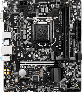 Материнская плата MSI H510M-A PRO Intel H510, FCLGA1200, DDR4, VGA, HDMI, 4*USB3.2, 6*USB2.0, PS/2, GLAN, mATX