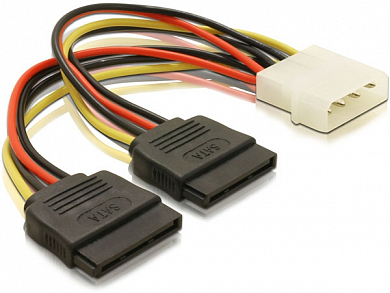 Переходник питания, Molex (m) - SATA *2, VCOM VPW7572, 20 см