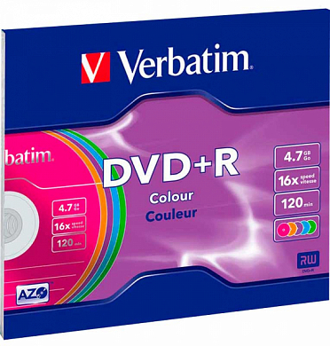 Диск DVD+R VERBATIM 4.7Gb (43556-1), Slim Case