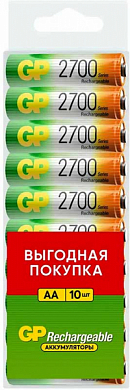Аккумулятор AA GP, 2700 mAh, 1.2V (10 шт)