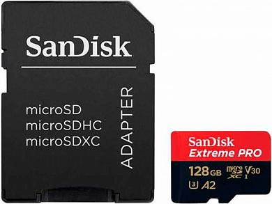 Карта памяти microSDXC SANDISK Extreme PRO 128Gb, Class10 UHS-I U3 V30 A2 (SDSQXCY-128G-GN6MA)