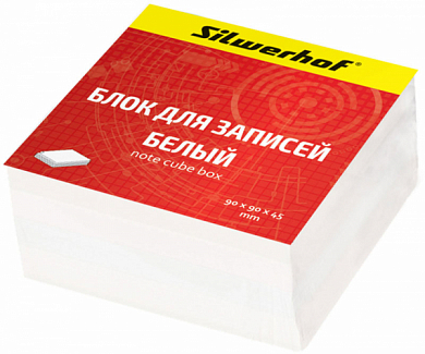Бумажный блок SILWERHOF 701001, 90x90x45 мм, белый