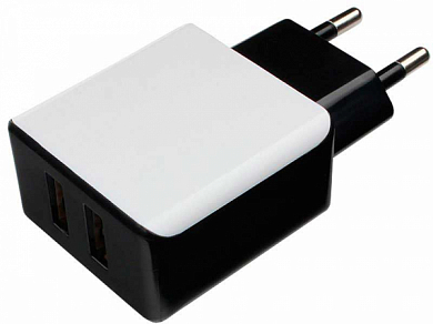 Сетевое зарядное устройство CABLEXPERT MP3A-PC-14, USB A x 2, бело-черное