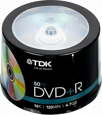 Диск DVD+R TDK 4.7Gb (t19444), Cake Box, 50 шт