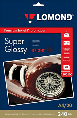 Фотобумага LOMOND Premium Inkjet Photo Paper суперглянцевая A4, 240 г/м2, 20 л.