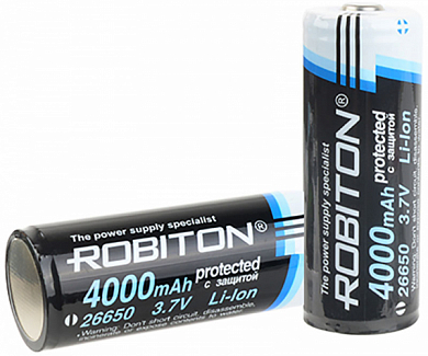 Аккумулятор 26650 ROBITON, 4000 mAh, 3.7V (1 шт)