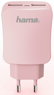 Сетевое зарядное устройство HAMA Design Line, розовое