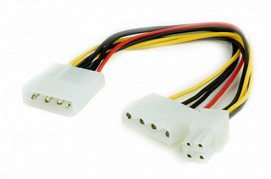 Разветвитель питания, Molex (m) - Molex (f) + 4 pin (f), CABLEXPERT CC-PSU-4, 15 см