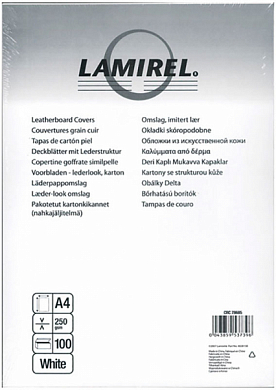 Обложки для переплета LAMIREL LA-7868501, A4, картон, белые (100 шт)