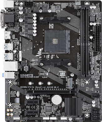 Материнская плата GIGABYTE GA-A320M-S2H AMD A320, AM4, DDR4, RAID, VGA, DVI, HDMI, 6*USB2.0, 2*USB3.1, 2*PS/2, GLAN, mATX