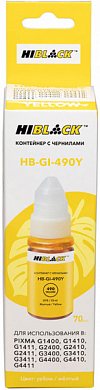 Чернила HI-BLACK HB-GI-490Y для Canon, водные, 70 мл, желтый