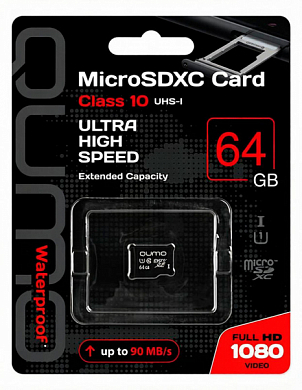 Карта памяти microSDXC QUMO 64 Гб, Class10 UHS-I U1 (QM64GMICSDXC10U1NA)