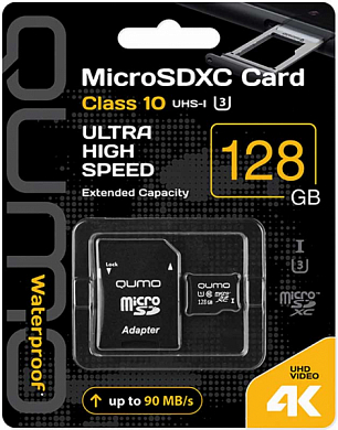 Карта памяти microSDXC QUMO 128 Гб, Class10 UHS-I U3 (QM128GMICSDXC10U3)
