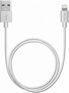 Кабель Apple Lightning (8 pin) - USB Am, DEPPA Alum, 1.2 м, серебристый