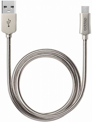 Кабель Micro USB Bm - USB Am, DEPPA Steel, 1.2 м, серебристый