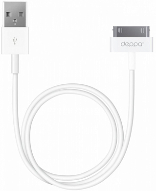 Кабель Apple (30 pin) - USB Am, DEPPA 72101, 1.2 м, белый