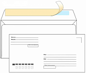 Конверт почтовый E65 (110x220 мм) ECOPOST, "Куда/Кому", силиконовая лента, белый