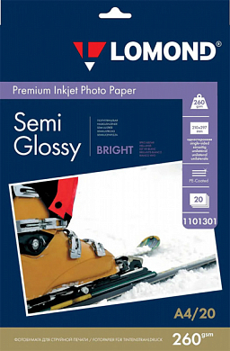 Фотобумага LOMOND Premium Inkjet Photo Paper полуглянцевая A4, 260 г/м2, 20 л.