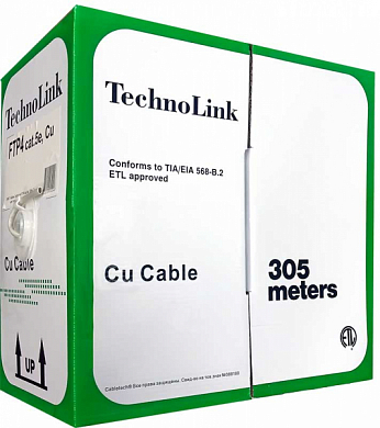 Кабель FTP4 cat 5e, внешний, экранированный, одножильный, Cu, TECHNOLINK, черный, 305 м