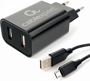Сетевое зарядное устройство CABLEXPERT MP3A-PC-35, USB A x 2, черное