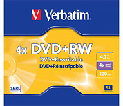 Диск DVD+RW VERBATIM 4.7Gb (43636-1), Slim Case