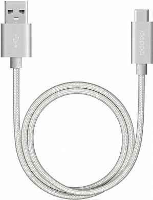 Кабель USB Type-C - USB Am, DEPPA Alum, 1.2 м, серебристый