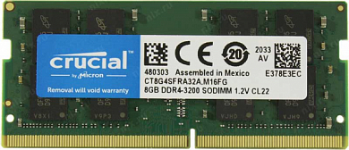 Модуль памяти SO-DDR4 8Gb PC25600 3200MHz CRUCIAL (CB8GS3200), OEM
