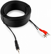 Кабель соединительный jack 3.5 мм (3 pin) - RCA (m) x 2, CABLEXPERT CCA-458, 15 м, черный