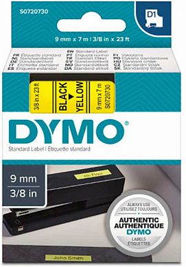 Кассета с лентой DYMO S0720730 Black on Yellow (9мм x 7м)